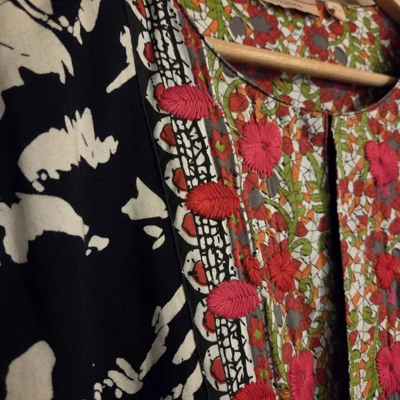 CHOICES Boho Artsy Abstract Cotton Embroidered Open Front Cardigan Women's SZ XL - Picture 5 of 14